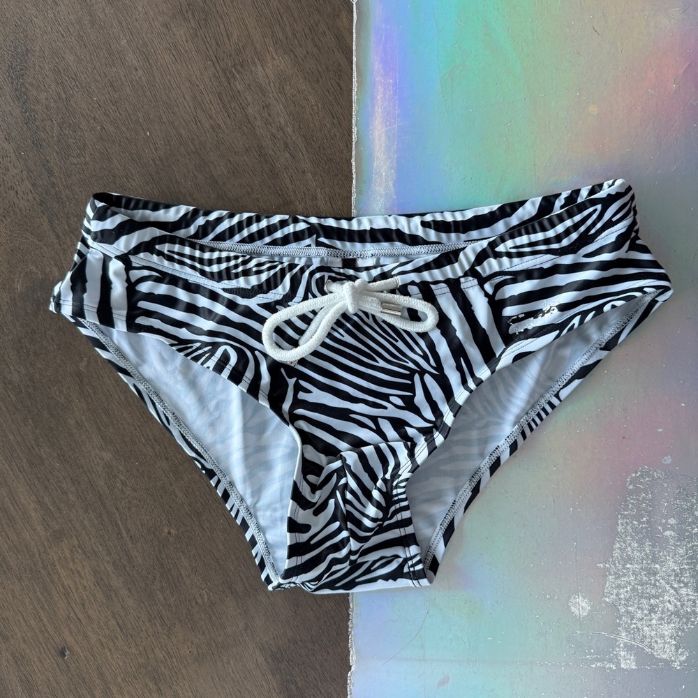 Franks’s Zebra Print Bikini Bottoms with Drawstring size Medium